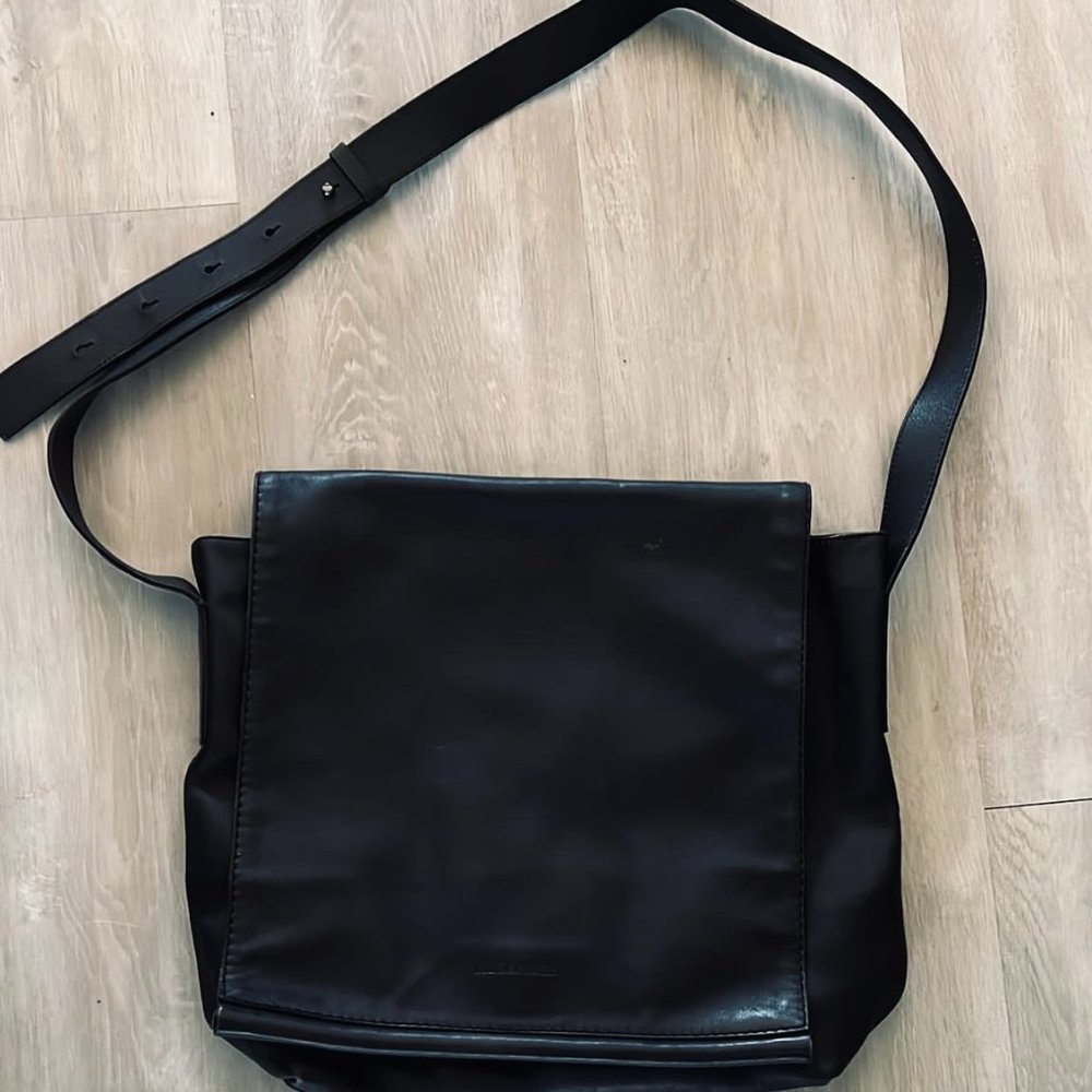 Jil Sander Black Leather Shoulder Bag Made in Italy